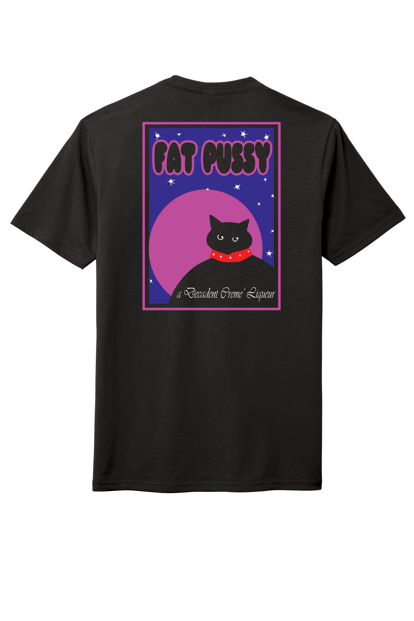 Big Titty Rum Fat Pussy T shirt - Logo small on front and large Fat Pussy logo on back