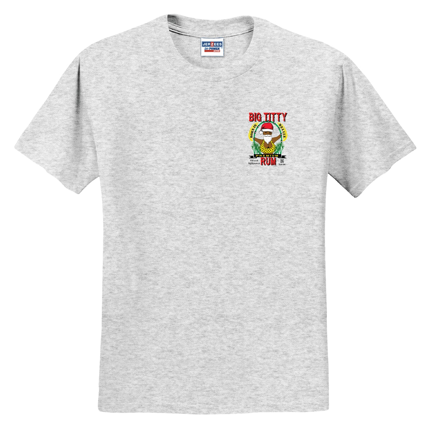 Big Titty Rum T shirt - Logo small on front and large on back